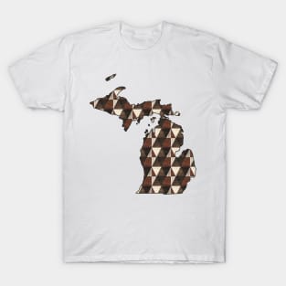 Michigan Wood Grain Geometric Pattern T-Shirt